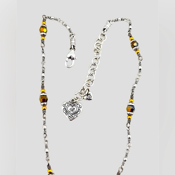 Brighton AMERICAN BEAUTY TOPAZ Silver Crystal Teardrop Pendant Necklace 16-18inc - Picture 8 of 9